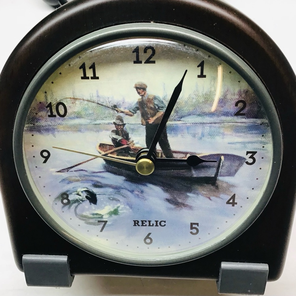 Relic Black and Brown Fishing Boat Wall Clock